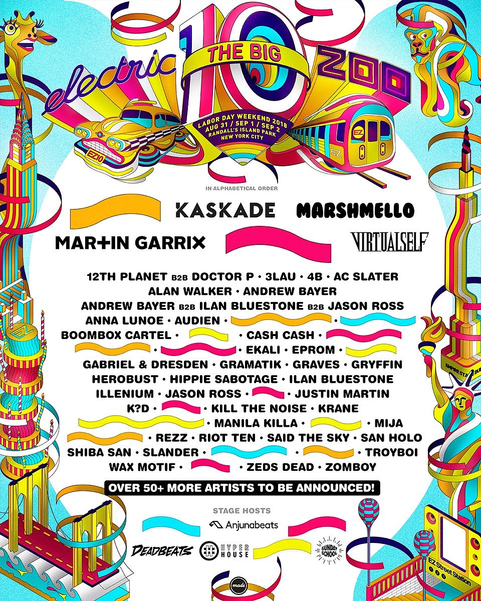 Electric Zoo 2018 phase one lineup