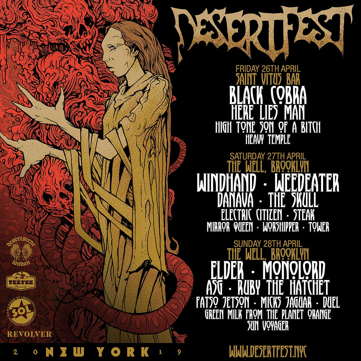 Desertfest NYC full lineup (Black Cobra, Weedeater, Here Lies Man, ASG & more added)