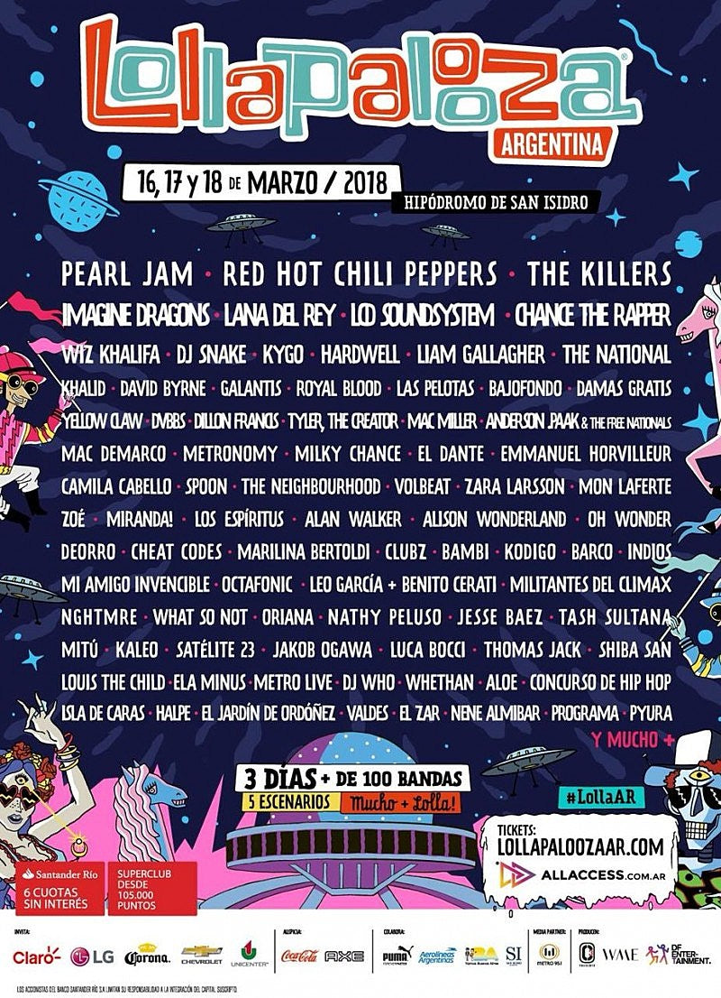 David Byrne playing Lollapaloozas in Argentina, Chile & Brazil (lineups)