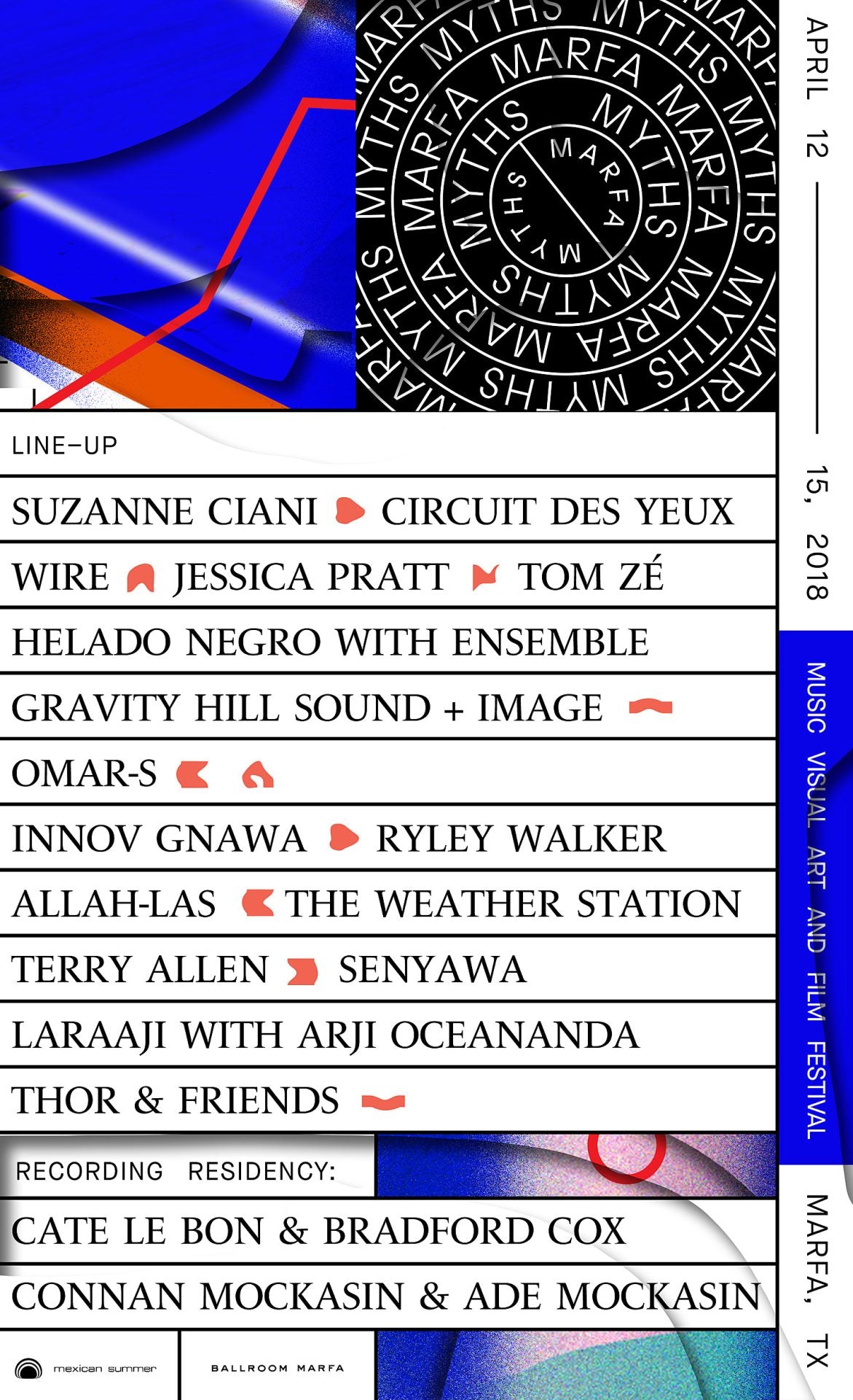 Marfa Myths 2018 lineup/tix: Wire, Tom Ze, Bradford Cox/Cate Le Bon, and more
