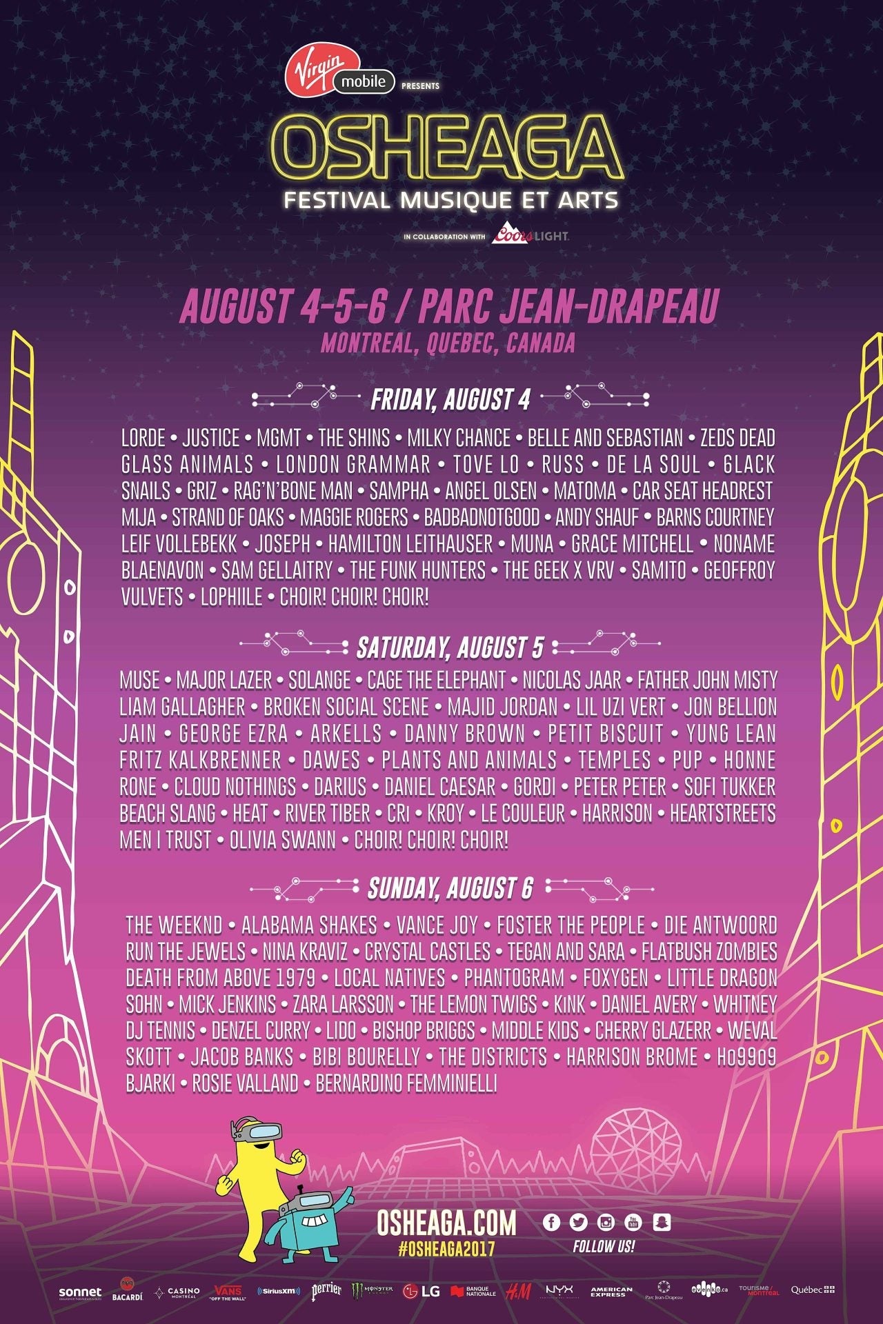 Osheaga this weekend in Montreal (schedule includes Solange, Lorde, Run the Jewels, BSS, MGMT, DFA1979 & more)