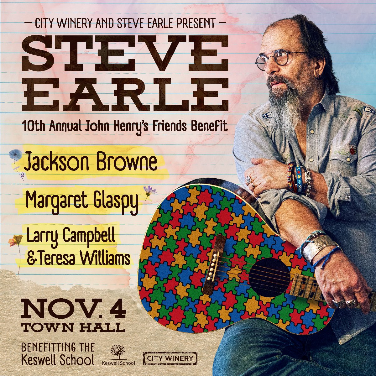 Steve Earle announces 10th annual John Henry’s Friends Benefit w/ Jackson Browne & more
