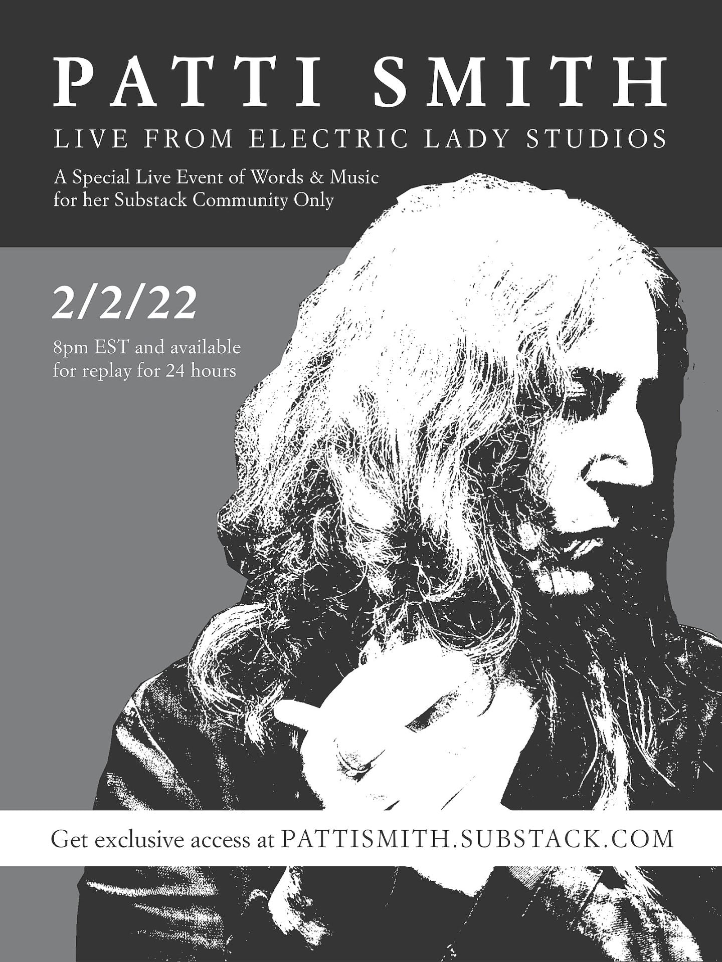Patti Smith announces livestream event for substack subscribers