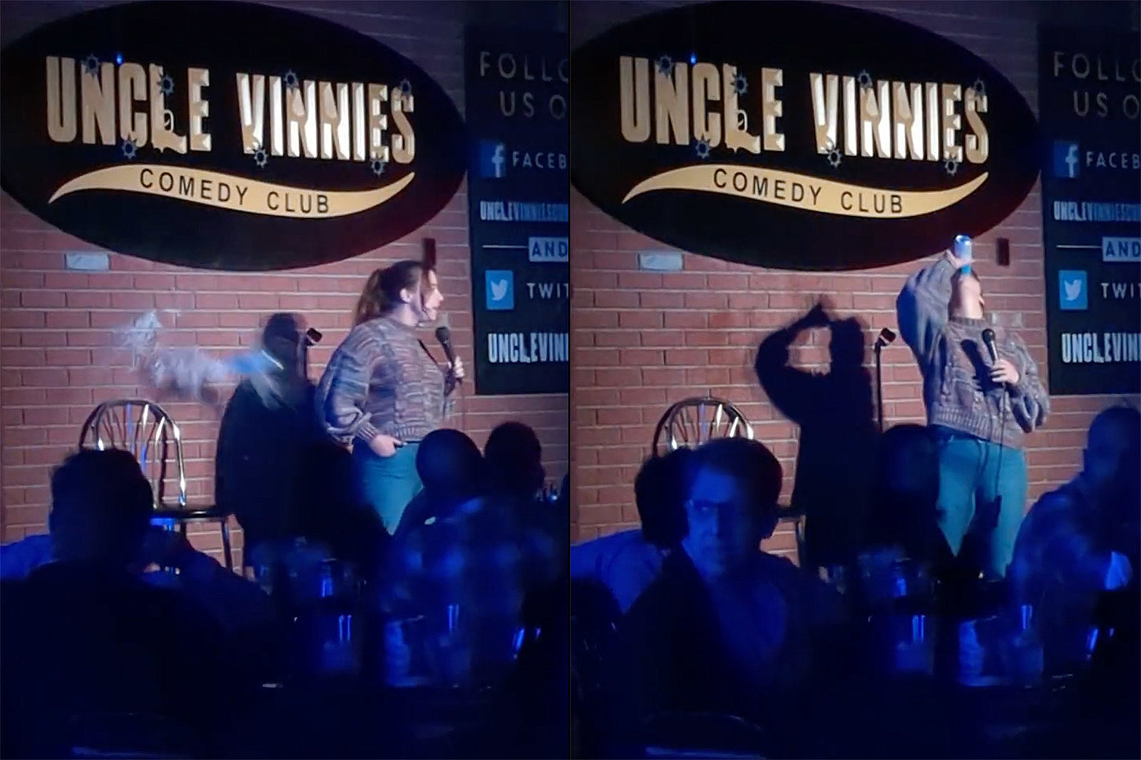 Comedian goes viral after chugging beer thrown by Trump-supporting heckler (watch)