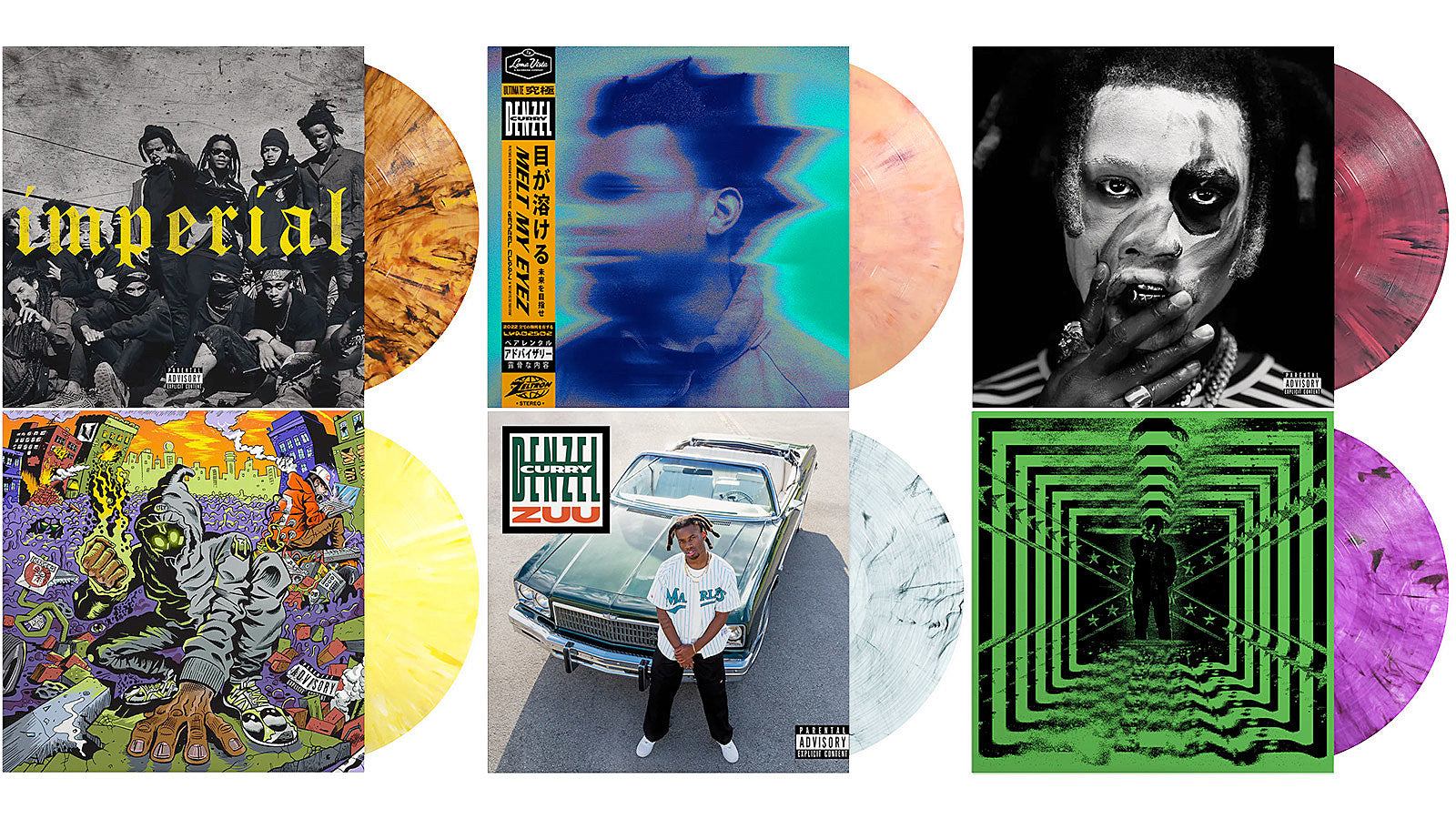 Exclusive Denzel Curry color vinyl: six different records
