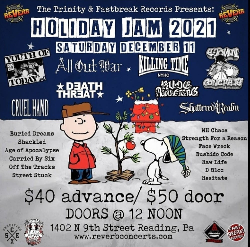 Holiday Jam 2021 lineup: Youth of Today, All Out War, Killing Time, E-Town Concrete & more