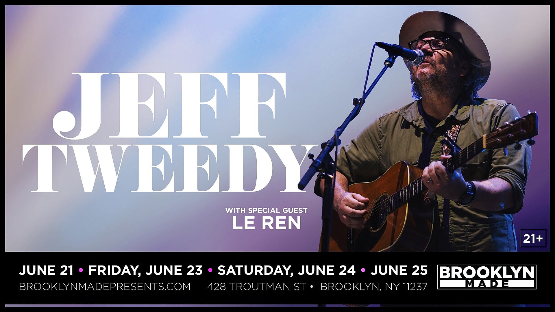 Jeff Tweedy @ Brooklyn Made on BrooklynVegan Presale (password here)