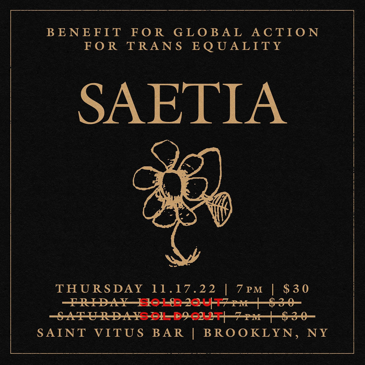 Saetia add third reunion show at Saint Vitus