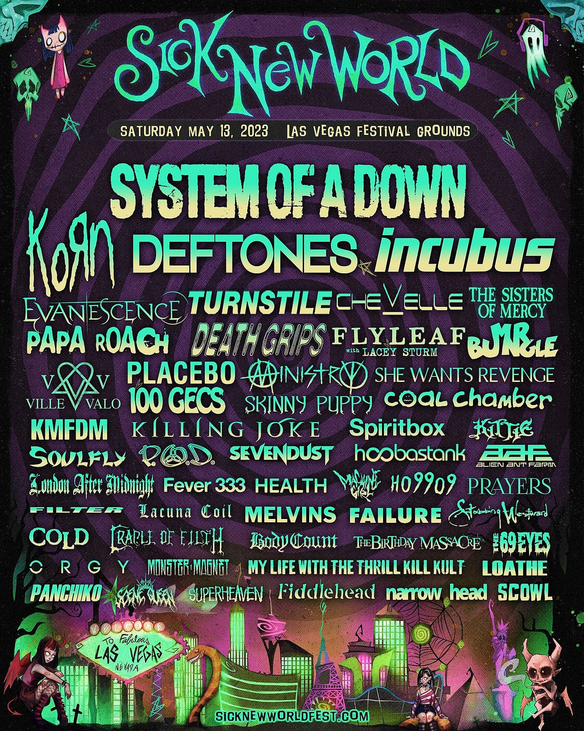 Sick New World 2023 Set Times (SOAD, Deftones, Korn, Turnstile, Sisters of Mercy, Scowl, more)
