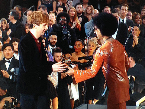 Beck wins Album of the Year Grammy (presented by Prince!), Sam Smith won four