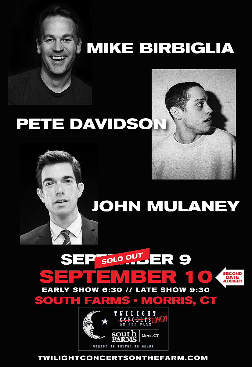 Pete Davidson, John Mulaney & Mike Birbiglia playing 4 outdoor CT shows (in a few days)