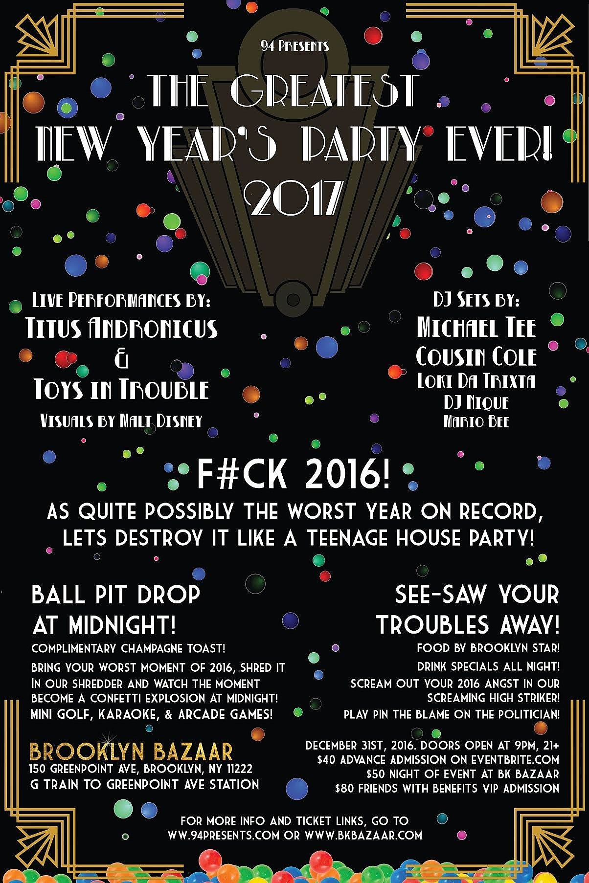 Titus Andronicus playing Brooklyn Bazaar on NYE (and opening night 1 of Hold Steady at Brooklyn Bowl)