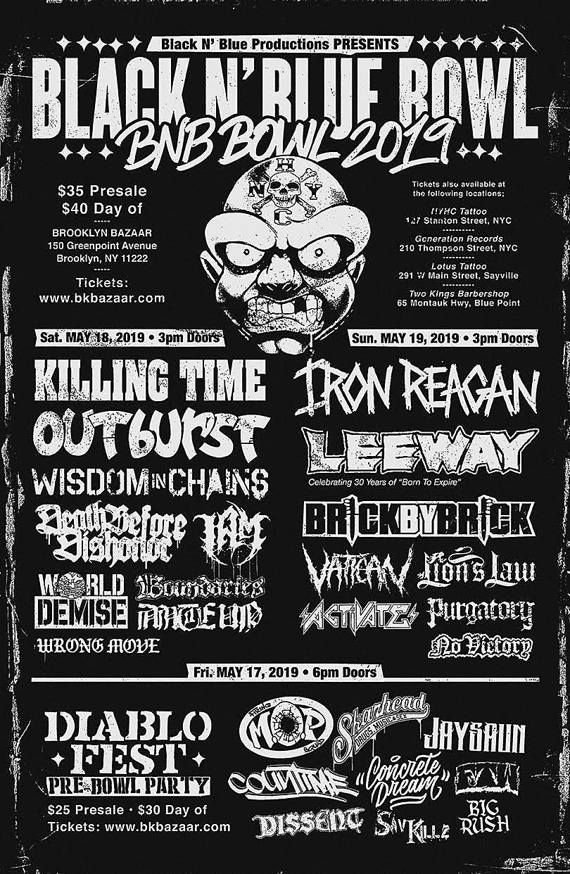 Black & Blue Bowl 2019 lineup & tix (Iron Reagan, Leeway, MOP, Killing Time, more)