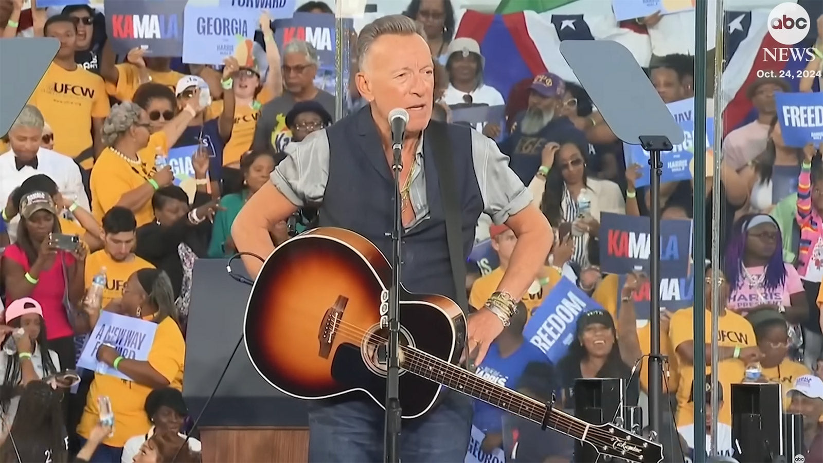 Watch Bruce Springsteen play 3 songs & blast Trump at Kamala Harris rally in Georgia