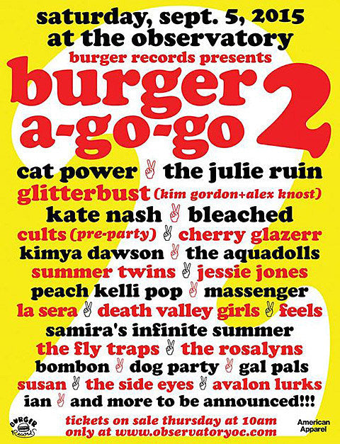 Burger-A-Go-Go 2 fest initial lineup announced: Cat Power, Julie Ruin, Cults, Bleached, Kim Gordon, Kate Nash & more