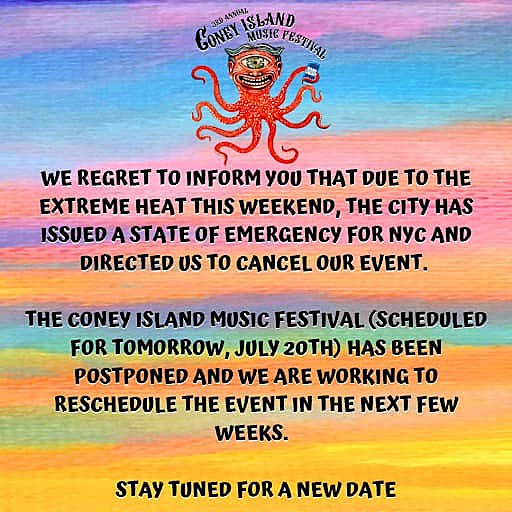 Coney Island Music Festival also canceled due to heatwave