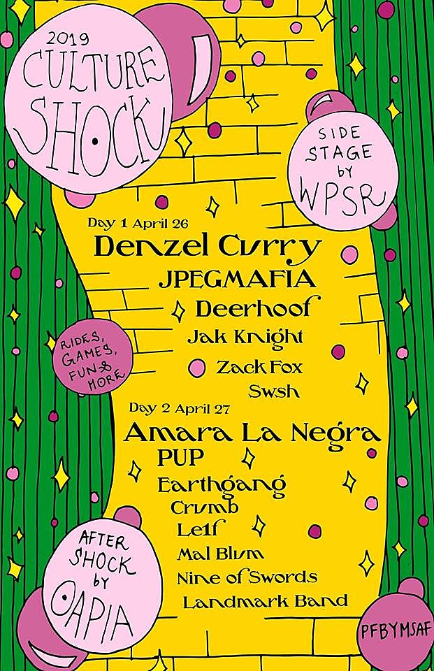 SUNY Purchase Culture Shock 2019 lineup (PUP, Denzel Curry, JPEGMAFIA, Deerhoof, more)