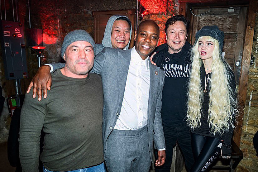 Joe Rogan, Dave Chappelle, Elon Musk & Grimes walk into a bar