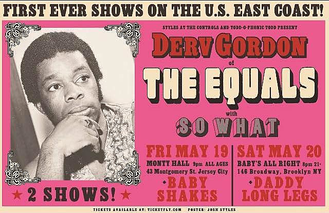 The Equals’ Derv Gordon playing first-ever East Coast shows in May (Baby’s and Monty Hall)