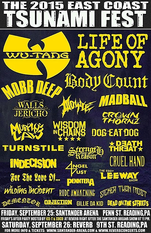 East Coast Tsunami Fest announces full 2015 lineup (Mobb Deep, Body Count, Madball, Murphy’s Law, Wu-Tang & more)