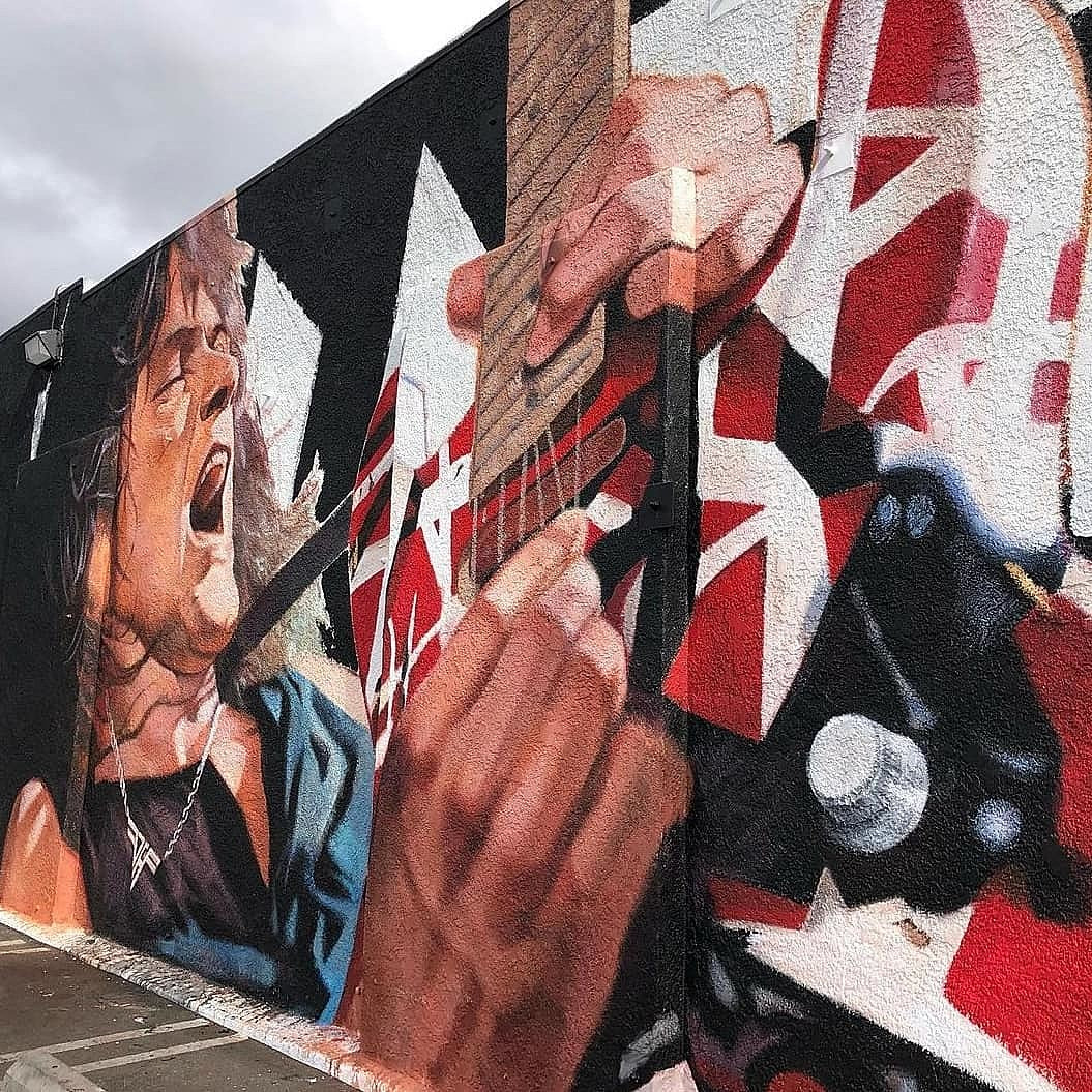 Eddie Van Halen mural unveiled outside Guitar Center in LA for EVH’s birthday