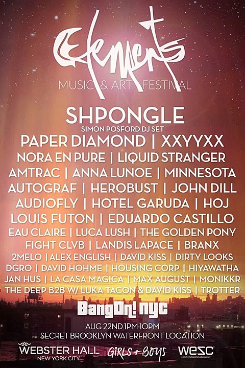 Elements Music & Art Festival happening in Brooklyn with Shpongle, Paper Diamond, XXYYXX, Anna Lunoe & more