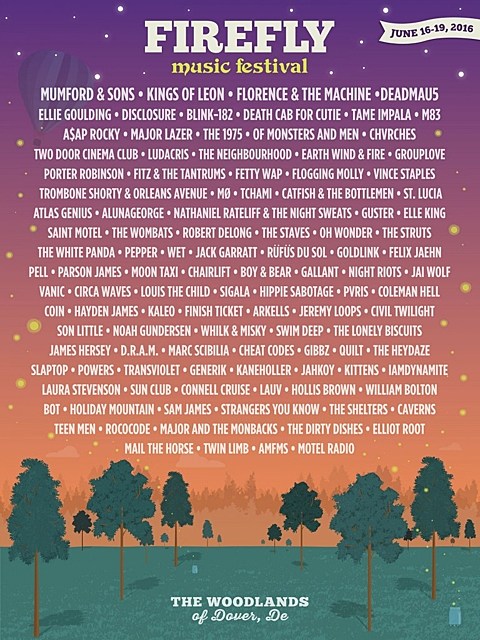 Firefly Festival 2016 lineup (Florence + the Machine, Tame Impala, blink-182, Death Cab, M83, A$AP Rocky & more)