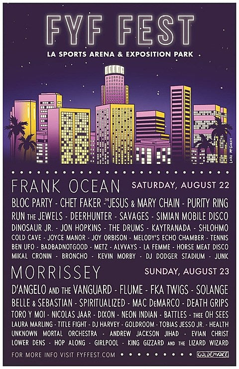 FYF Fest 2015 lineup (Morrissey, Jesus & Mary Chain, Frank Ocean, D’Angelo, Dinosaur Jr, Spiritualized, Bloc Party, more)