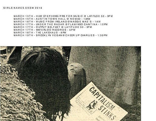 Girls Names playing SXSW (including BV day party) and Brooklyn show