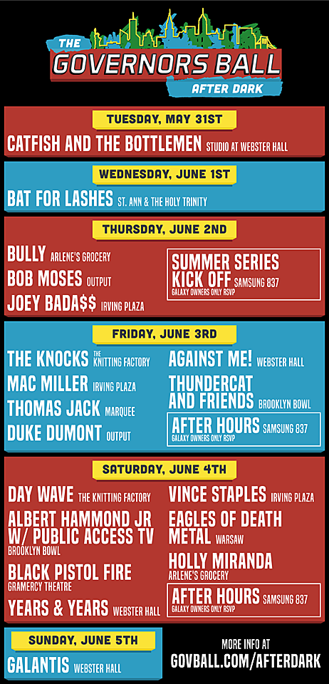 Governors Ball 2016 Afterparties announced (Against Me!, Vince Staples, Joey Bada$$, Miguel & more)