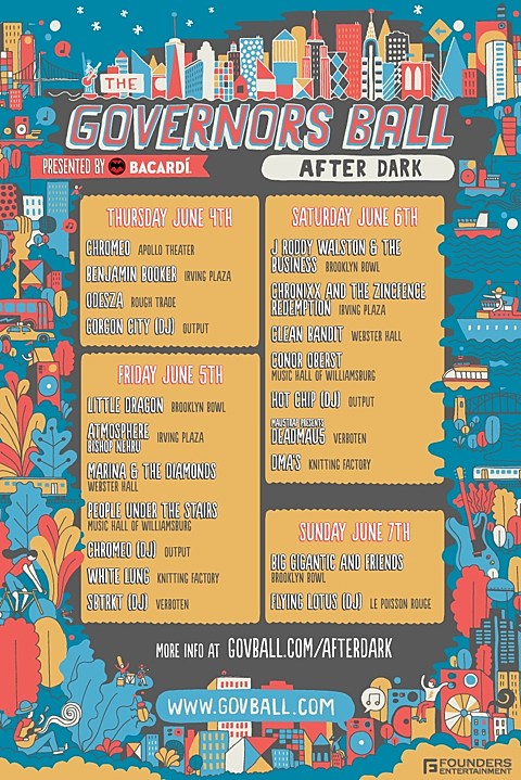 Governors Ball 2015 aftershows (Little Dragon, Atmosphere, White Lung, Conor Oberst, DJ Hot Chip, DJ SBTRKT & more)