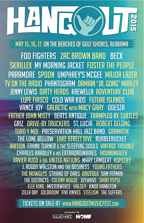 Hangout Fest 2015 lineup (Foo Fighters, Beck, My Morning Jacket, Spoon, TVOTR, Jenny Lewis, Future Islands, more)