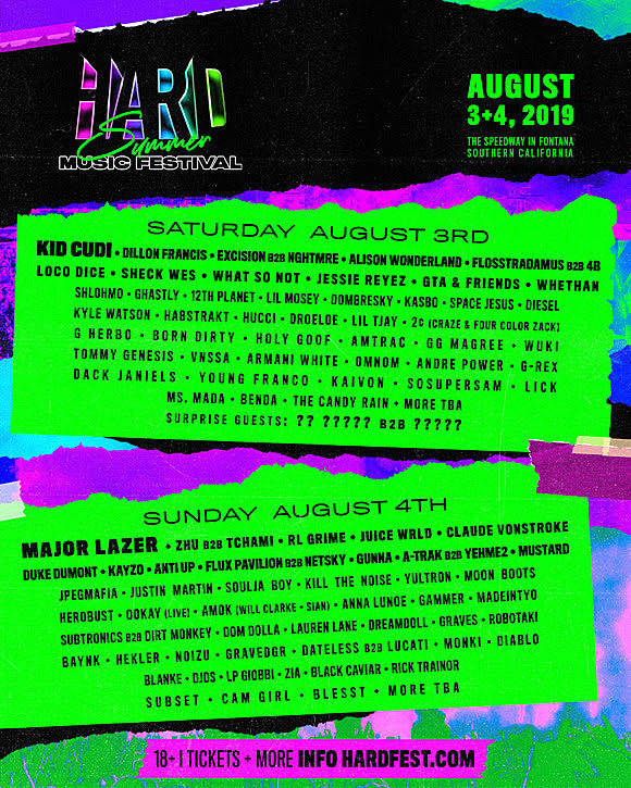 HARD Summer 2019 lineup (Kid Cudi, Major Lazer, RL Grime, Juice WRLD, more)