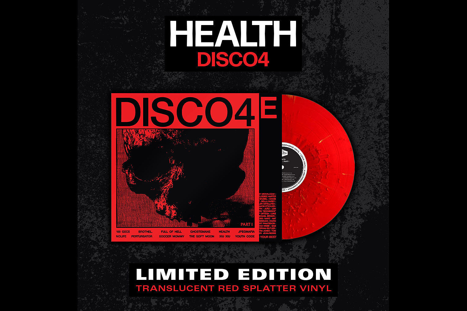 HEALTH’s collaborative LP ‘DISCO4 :: PART I’ available now on limited red vinyl (pre-order)