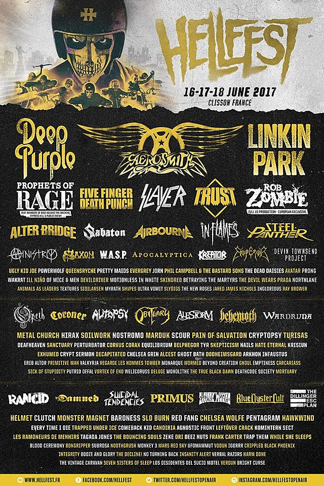 Hellfest 2017 lineup: Deep Purple, Slayer, Deafheaven, The Damned, Opeth, more
