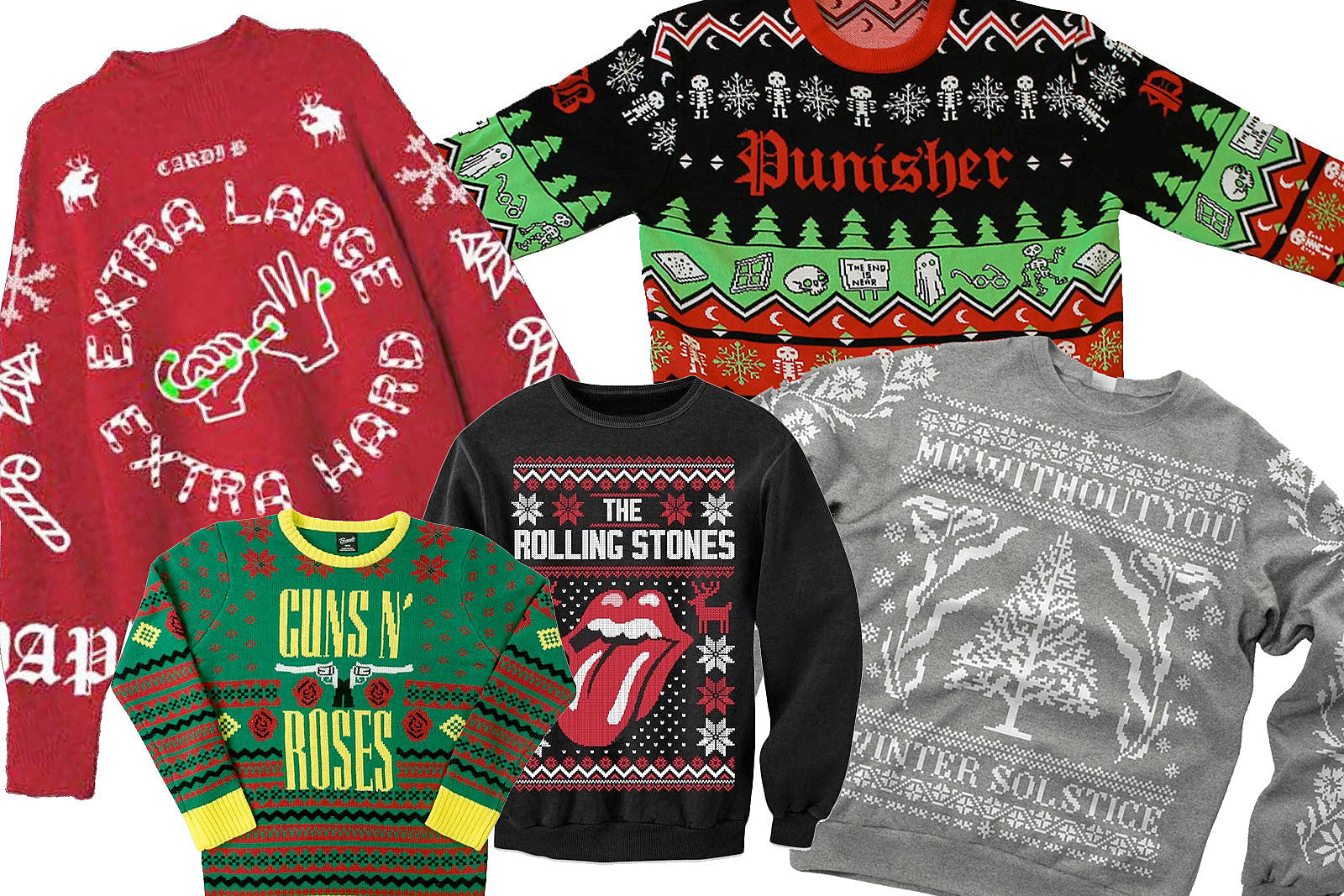 Ugly Holiday Sweaters from Metallica, Cardi B, Phoebe Bridgers & more