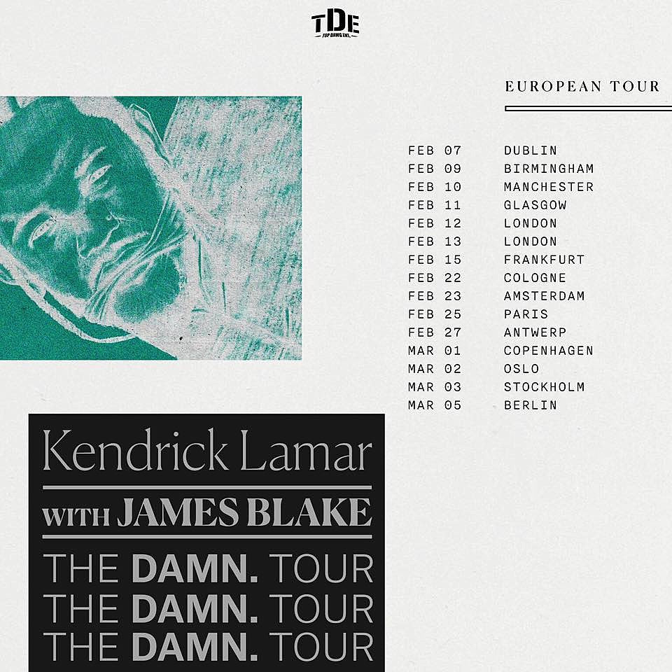 Kendrick Lamar & James Blake announce 2018 Europe tour