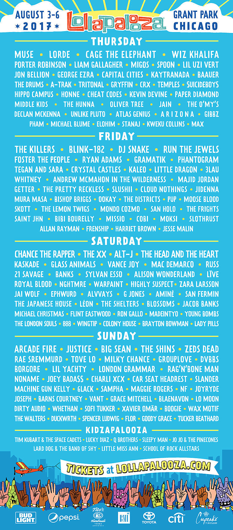 Lollapalooza 2017 set times