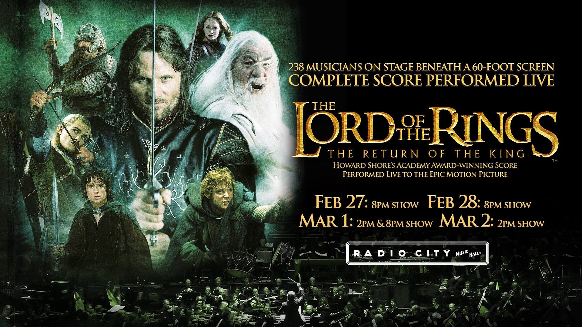 ‘Lord of the Rings: Return of the King – Live in Concert’ at Radio City on BV Presale (password here)