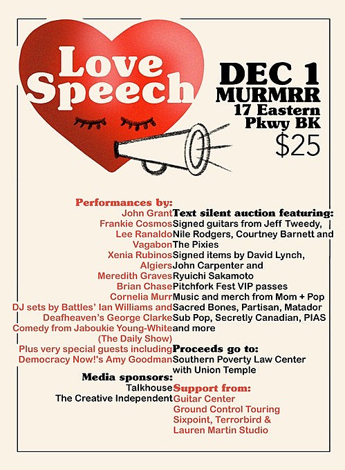 John Grant, Lee Ranaldo, Frankie Cosmos & more playing “Love Speech” benefit at Murmrr