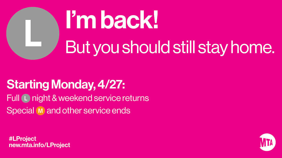L train work is complete ahead of schedule… now that we’re not riding subways