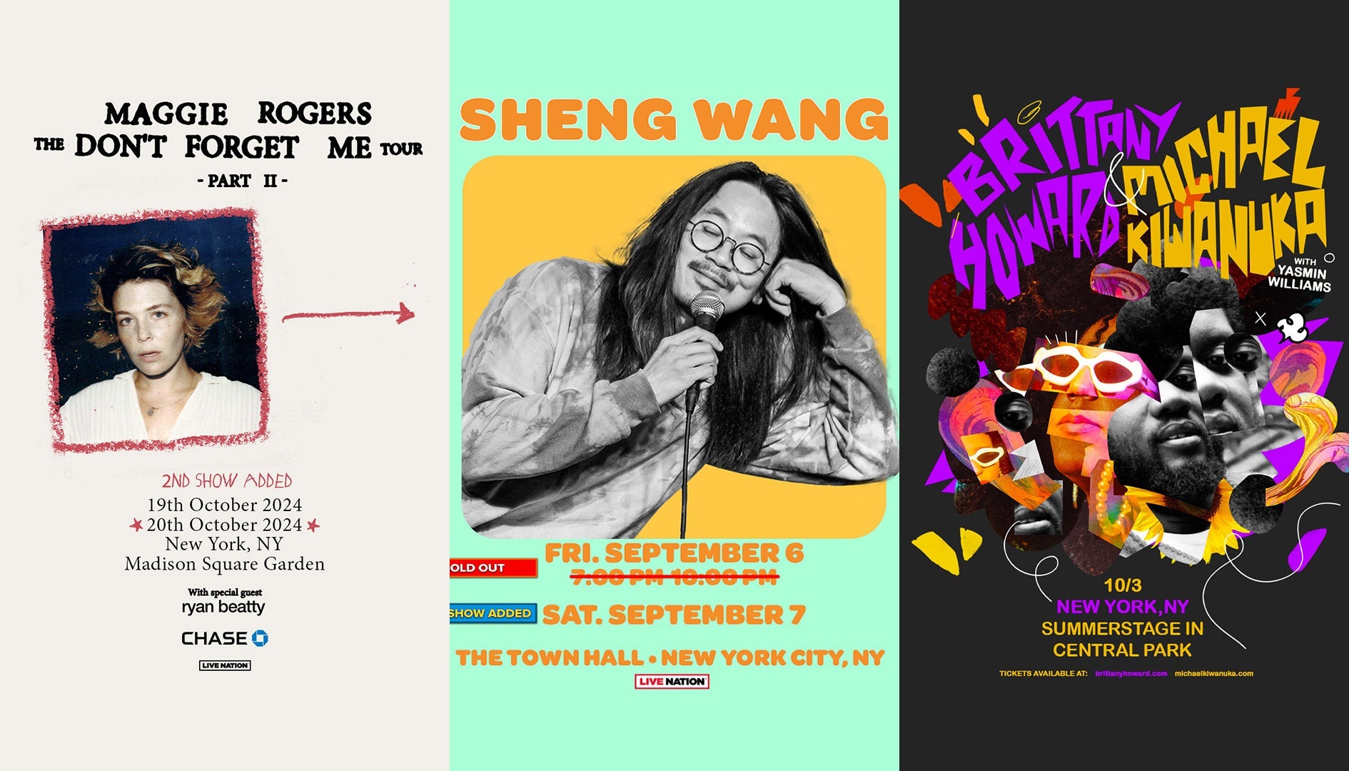 Maggie Rogers, Brittany Howard / Michael Kiwanuka, Sheng Wang NYC shows on BV Presale (password here)