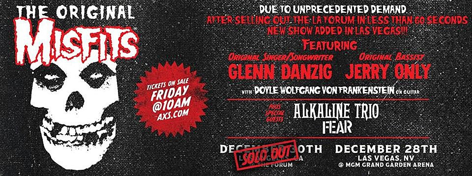 The Original Misfits add 2nd 2017 show & openers: Alkaline Trio, Fear, Discharge