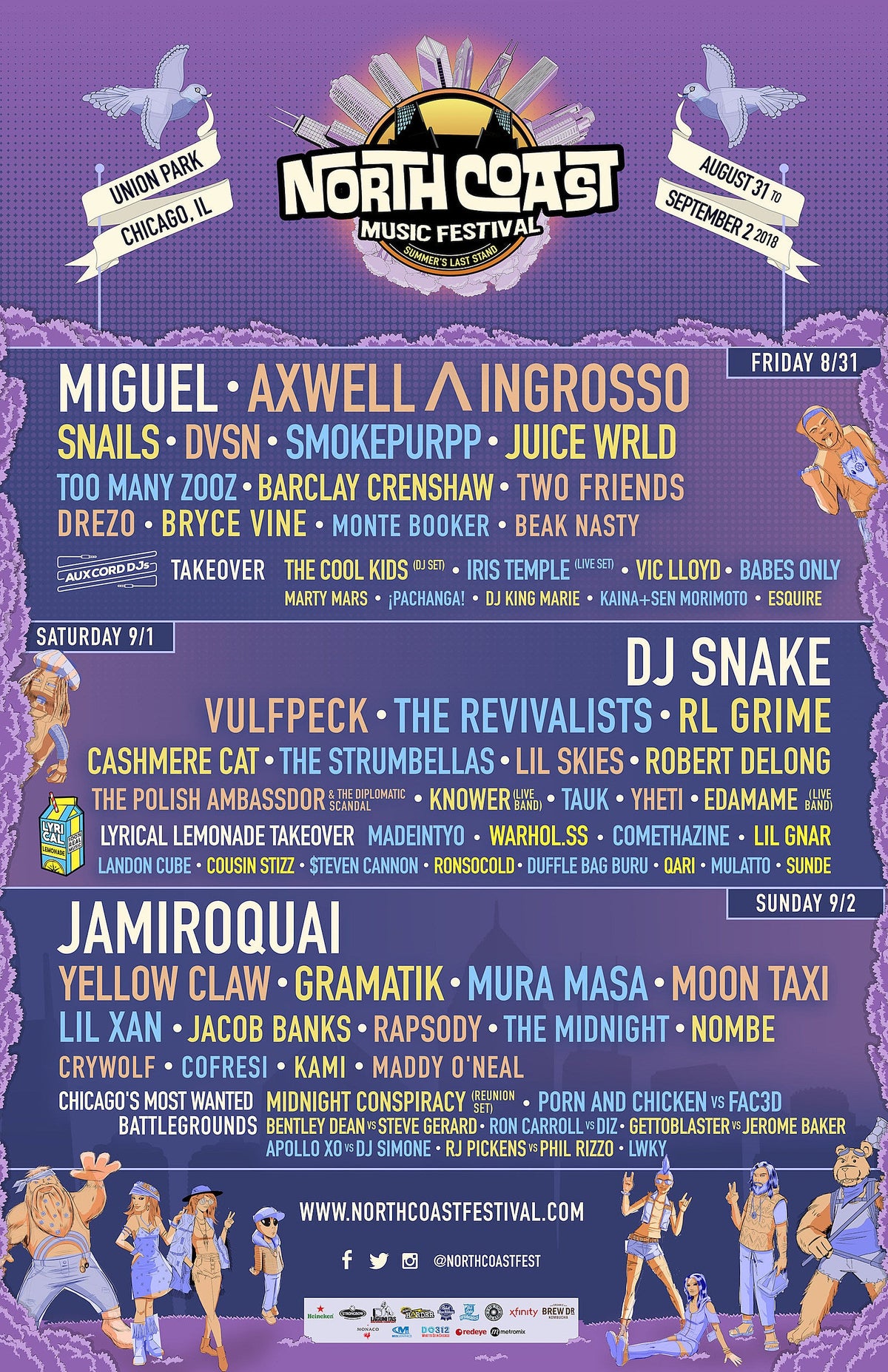 North Coast Music Festival 2018 lineup (Miguel, Jamiroquai, more)