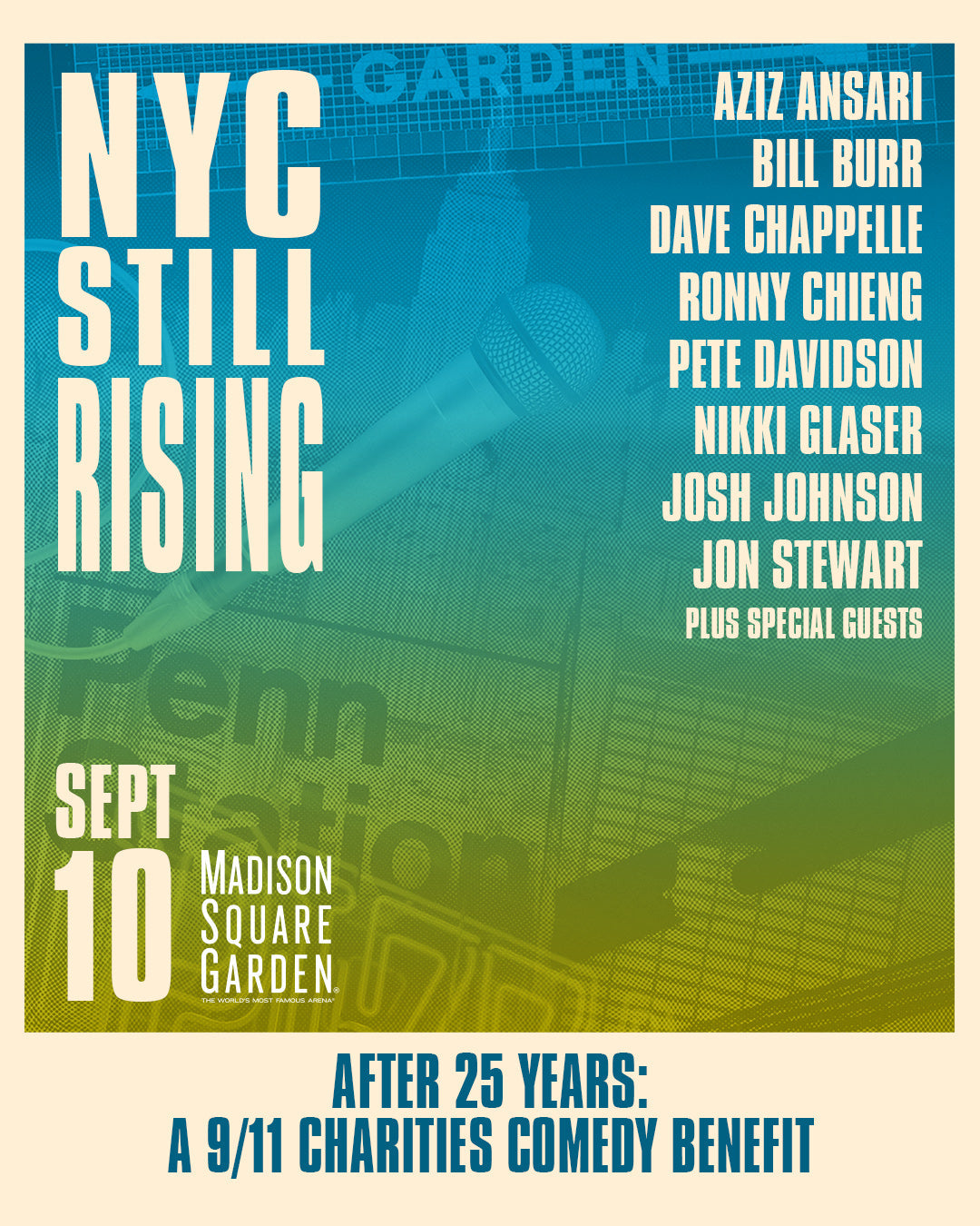 Aziz Ansari, Bill Burr, Nikki Glaser, Dave Chappelle, Jon Stewart, Pete Davidson & more playing 9/11 charities benefit at MSG