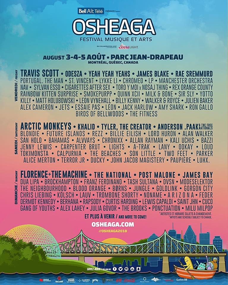 Osheaga full 2018 lineup (Florence, Arctic Monkeys, YYYs, St Vincent, much more)