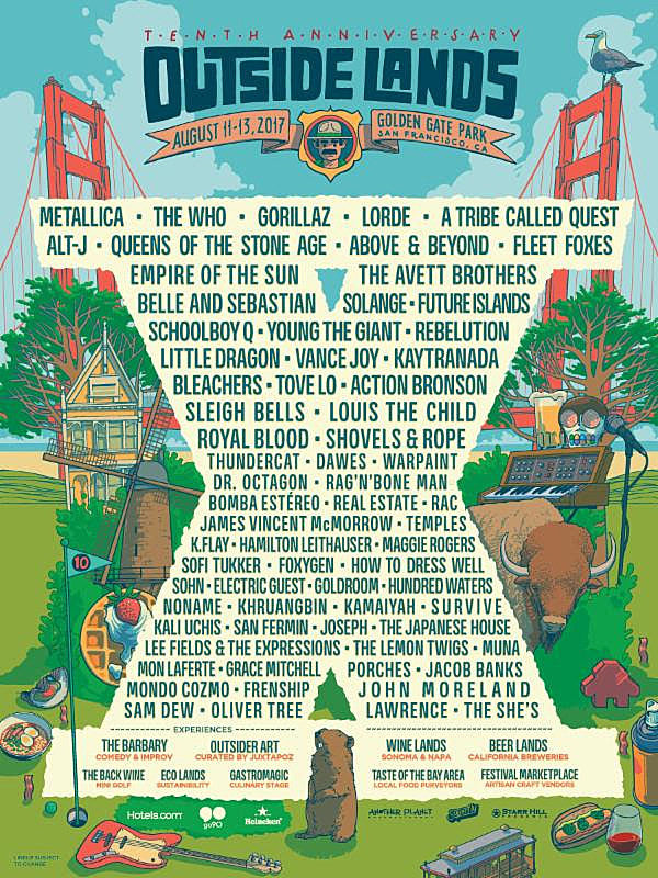 Outside Lands 2017 lineup (The Who, Metallica, Gorillaz, QOTSA, Fleet Foxes, ATCQ, more)