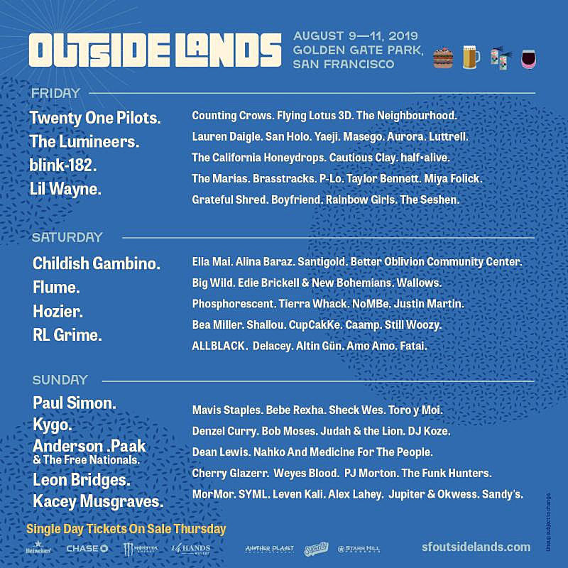 Outside Lands 2019 reveals daily lineups & single-day ticket info