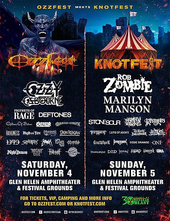 Ozzfest Meets Knotfest 2017 lineup: Ozzy, Prophets of Rage, Deftones, Baroness, more