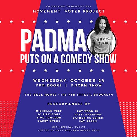 Padma Lakshmi putting on comedy show with comedians “who are *not* Louis CK”